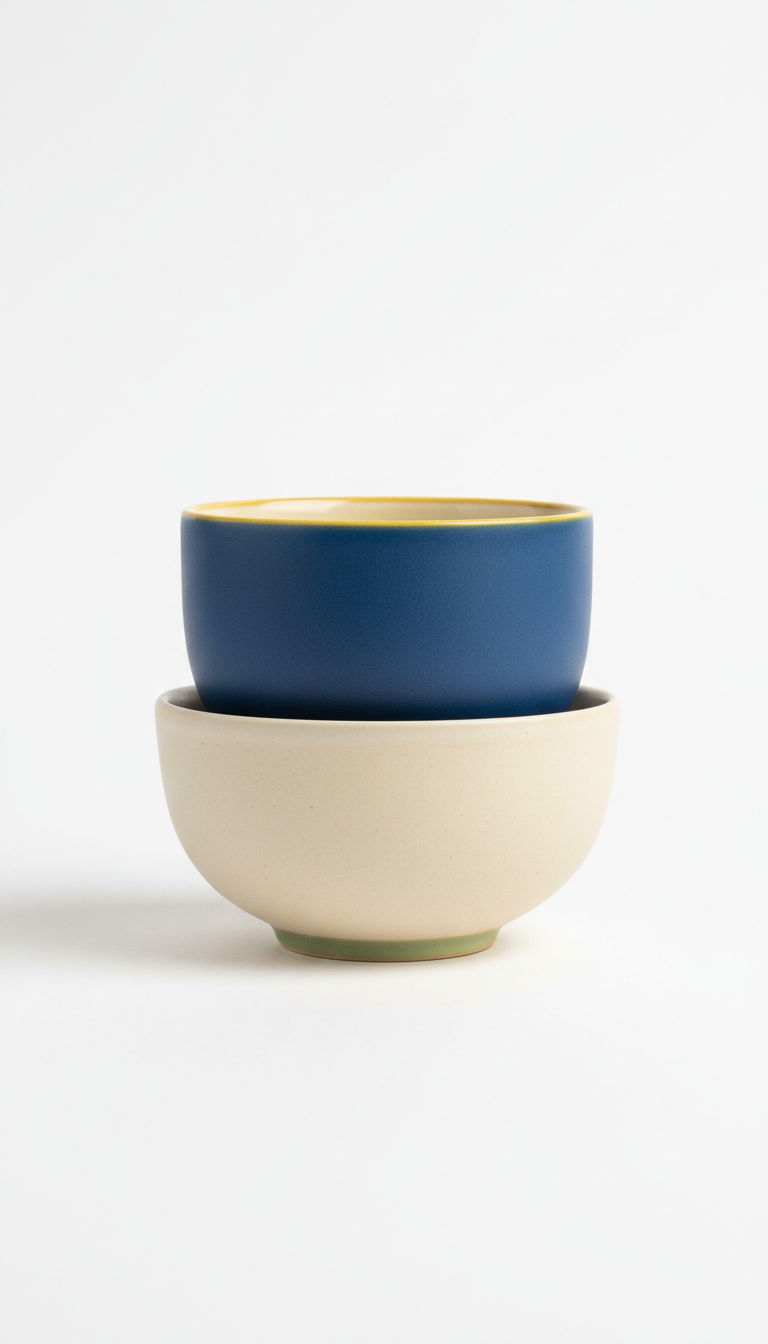 Stacked ceramic mug in soft white