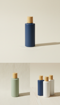 Minimalist personal care bottle in navy blue