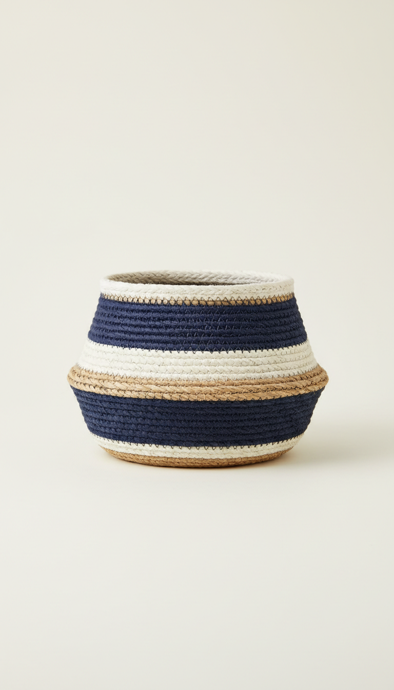 Woven storage basket with cotton lining